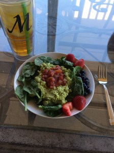 Avocado chicken egg salad with berries