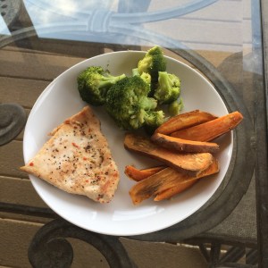 Chicken, broccoli, sweet potato