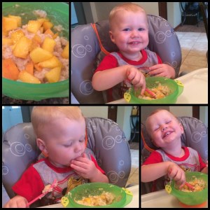 toddler breakfast, peach oatmeal, clean oatmeal, 21-day fix
