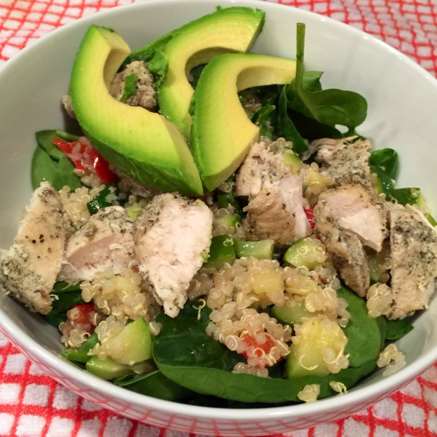 Maegan Blinka, Rosemary Chicken and Veggie Quinoa, Organic dinner, Quinoa salad, Chicken Spinach and Quinoa