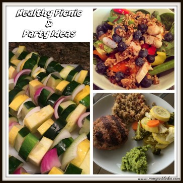 what to take to a party, what to take to a picnic, healthy picnic ideas, healthy picnic and party ideas, Maegan Blinka, Megan Blinka, Greek Yogurt Mac 'n Cheese Avocado Deviled Eggs Roasted Chicken with Asparagus Grilled Veggies Grilled Green Beans Roasted Broccoli Grilled Corn on the Cob Buffalo Chicken Salad Orzo Salad with Zucchini and Feta Turkey Burgers Shredded Salsa Chicken  Teriyaki Grilled Salmon Black Bean Burgers Clean Sloppy Joes Grilled Swordfish Fish and Shrimp tacos Mega Berry Antioxidant Spinach Salad Buffalo Chicken Quinoa Salad Southwestern Quinoa Salad Rosemary Chicken and Quinoa Salad Tomato and Chickpea Salad Red Quinoa Salad Cucumber Dill Salad Tri-Color Corn Sala Arugula Goat Cheese Salad Freekeh Salad with Chickpeas 7-Layer Dip Peach Mango Salsa Layered Hummus Dip Cowboy Caviar Fruit Salsa Fresh Summer Salsa Strawberry-Rhubarb Crisp Bar Black and White No-Bake Cookies Gluten Free Brownies Skinny Peanut Butter Brownies Red, White and Blue Berry Salad