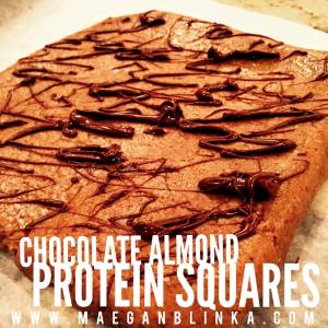 chocolate almond protein squares, FIXATE recipe, new protein bar recipe ideas, oat flour recipe, almond flour recipe, Maegan Blinka, Megan Blinka, Can you make your own oat flour, Can you pulse oats to make oat flour, almond butter recipes