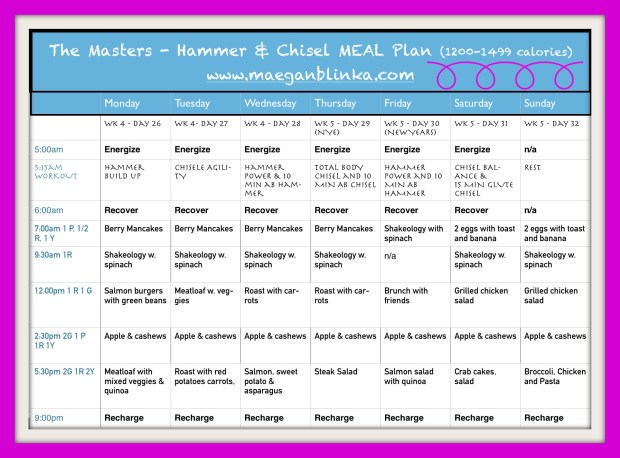 Hammer &amp; Chisel Meal Plan week of 12_28_Maegan