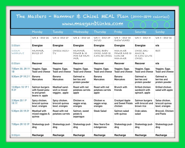 Kyle Meal plan week of 12_28