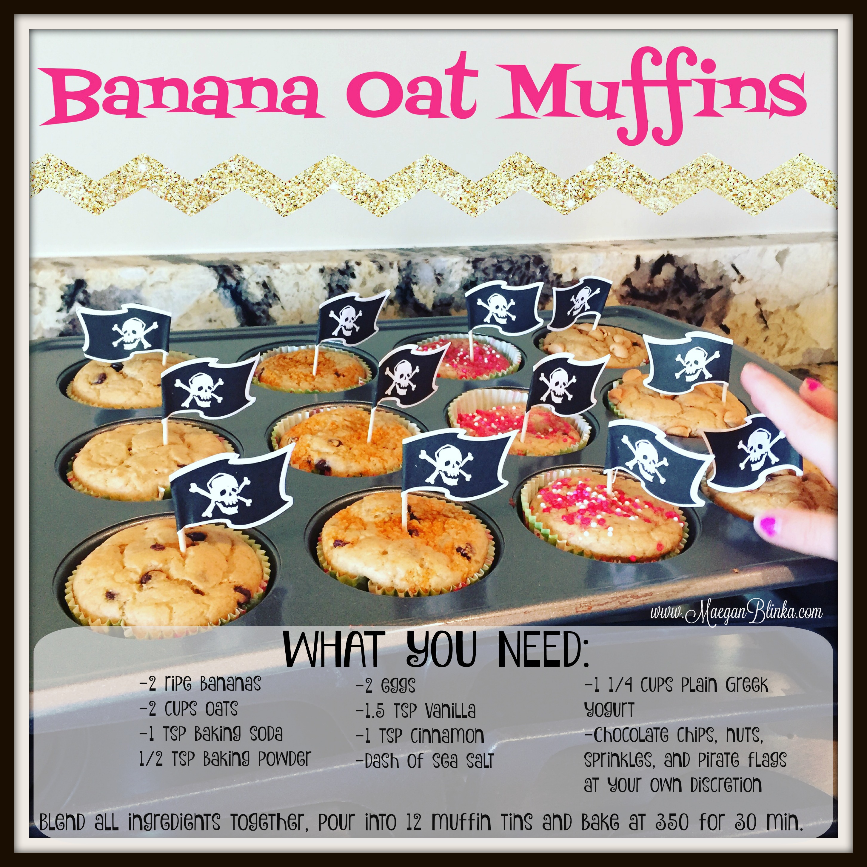 Banana oat muffins with recipe and website