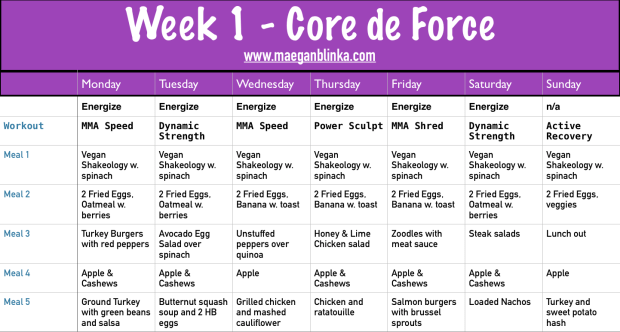 core-de-force-week-1-example-meal-plan