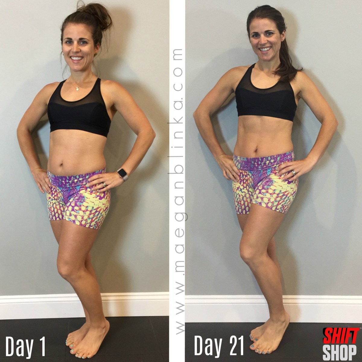 Maegan Blinka, Megan Blinka, Maegan Blinka Beachbody Coach, What is the Shift Shop, Chris Downing's new fitness program, Crossfit program you can do at home, Example Shift Shop meal plan, Shift Shop Meal plan example, Home fitness program, Results with home fitness programs, How to take before pictures, Posed before pictures for Shift Shop, Example meal plan shift shop, Shift Shop Meal Plan A, Shift Shop week 3 workout calendar, Speed 45, Strength 45, Progress results, 9 Day fitness results, Progress results with the Shift Shop, Final Round 1 results, 21 day home fitness results