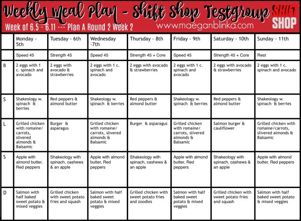 Shift Shop meal plan week 2 round 2